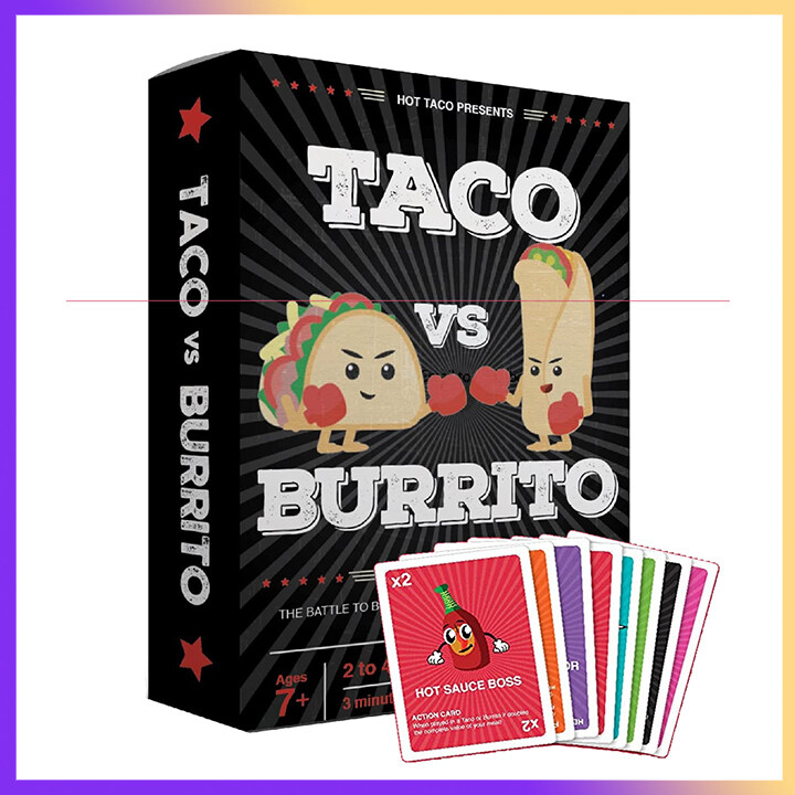Taco vs Burrito - Popular Surprisingly Strategic Card Game | A Perfect Family-Friendly Party Board Game for Kids, Teens & Adults | 2-4 Players | Christmas Gift for Boys Girls | English Version