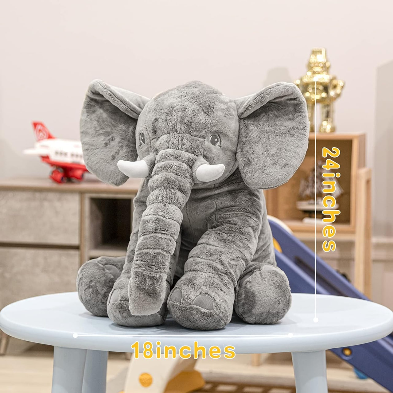 Homily Big Stuffed Elephant, Large Elephant Stuffed Animal, Giant Plush Animal Fluffy Toy for Girl Kids 24 INCH